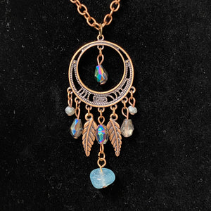 Bronze Colored Beaded Dreamcatcher Necklace