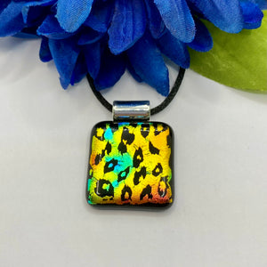 Leopard Print Dichroic Glass Fused Pendant