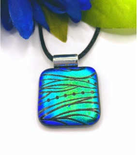 Blue/Green Dichroic Glass Fused Pendant